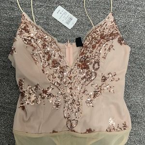 Windsor bodysuit with rose gold sequin